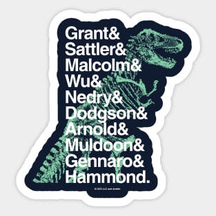 Jurassic Park Character Names Sticker